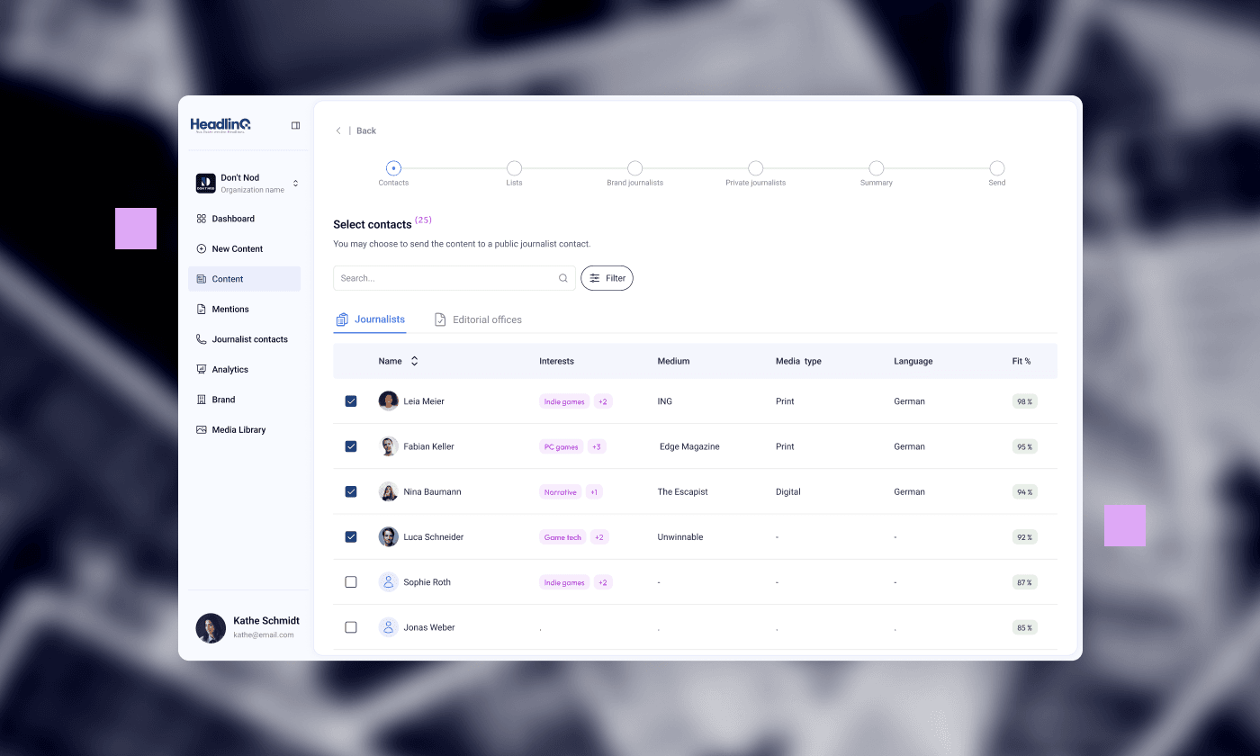 Alle PR-Tools in einer Plattform – mit einer selbstlernenden Journalisten-Datenbank