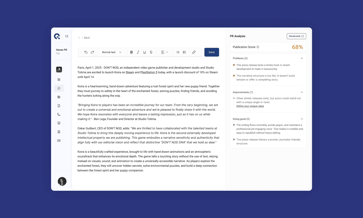 Alle PR-Tools in einer Plattform – mit einer selbstlernenden Journalisten-Datenbank 1
