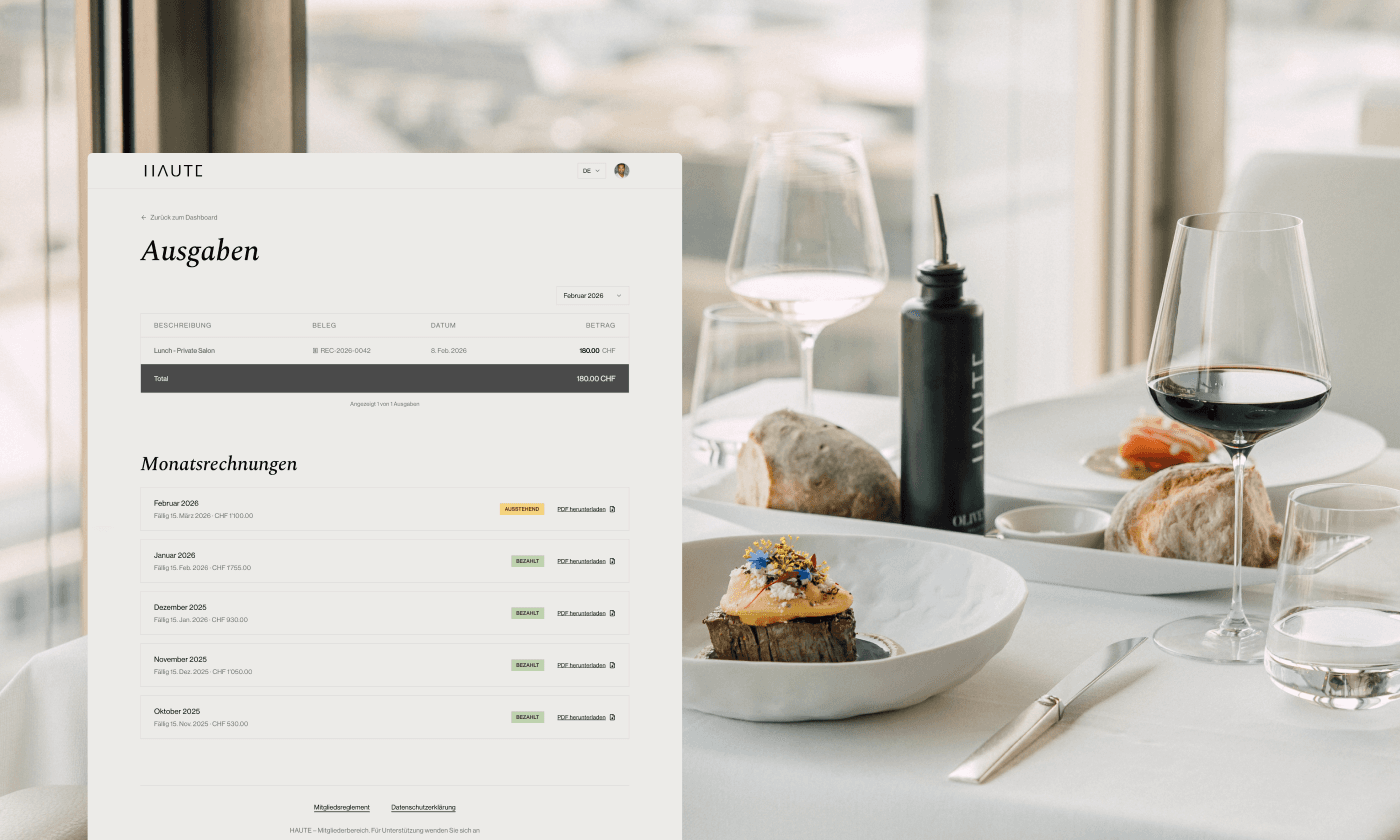 Fine Dining trifft digitale Mitgliedschaft: der HAUTE Club über Zürich